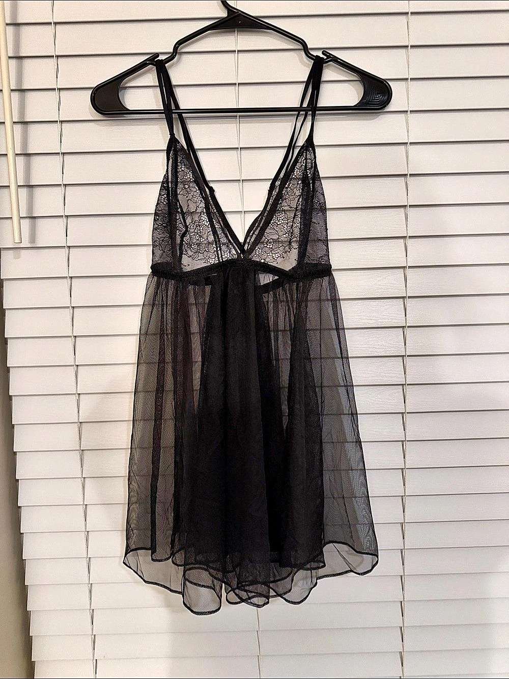 Victoria's Secret Very Sexy Sheer Rose Lace Triangle Babydoll Set Babydoll Black